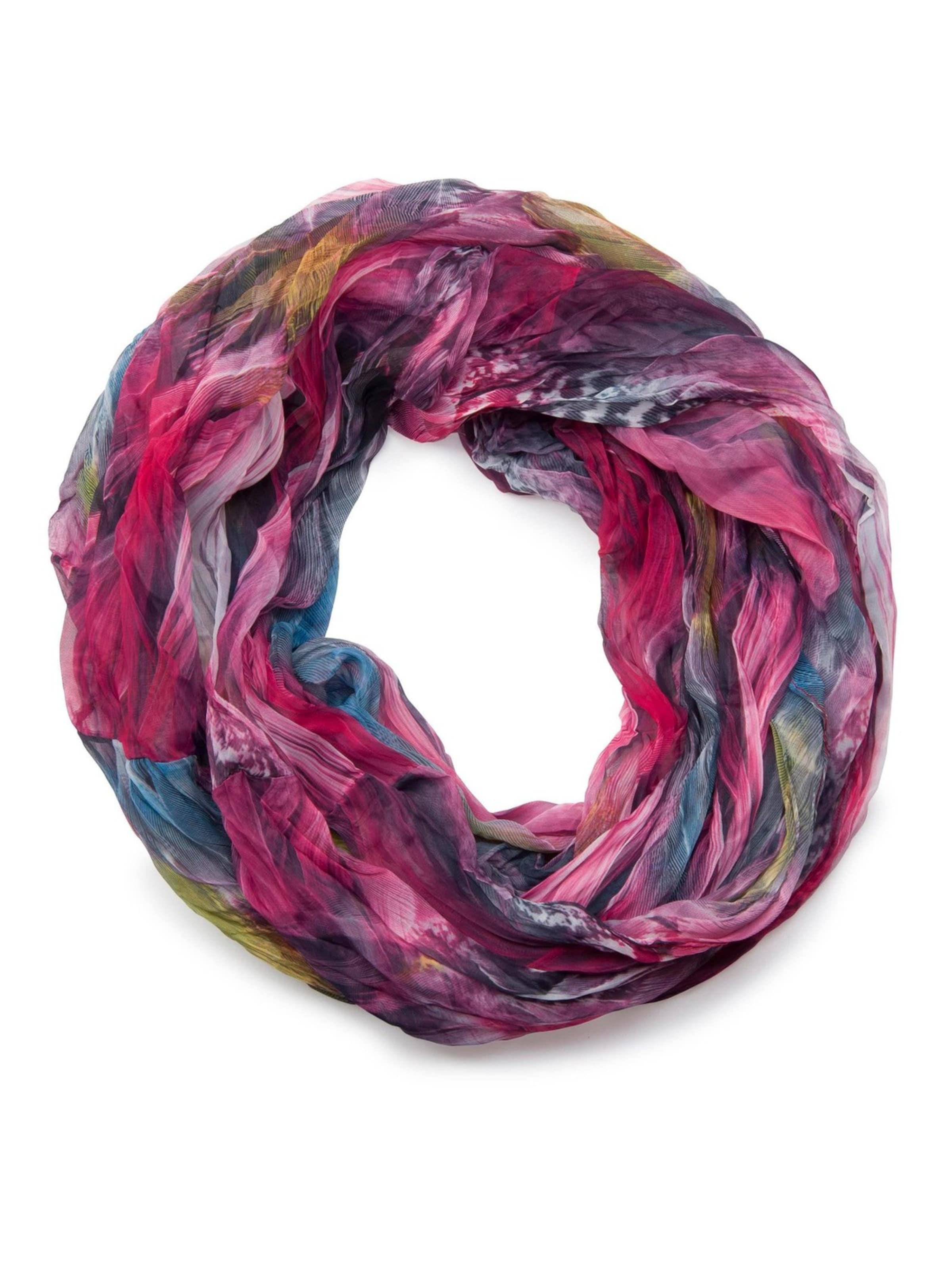 styleBREAKER Schlauchschal 'Loop mit Feder Muster'‌‌ in Pink: Vorderseite