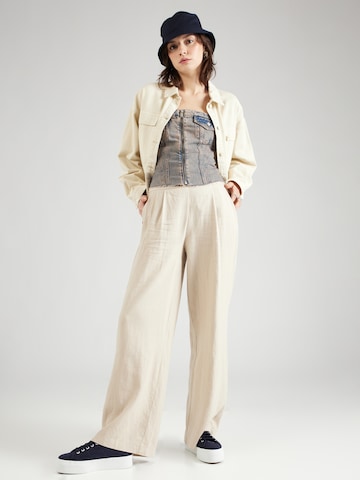 VILA Loose fit Pleat-Front Pants 'JOLANDA' in Beige