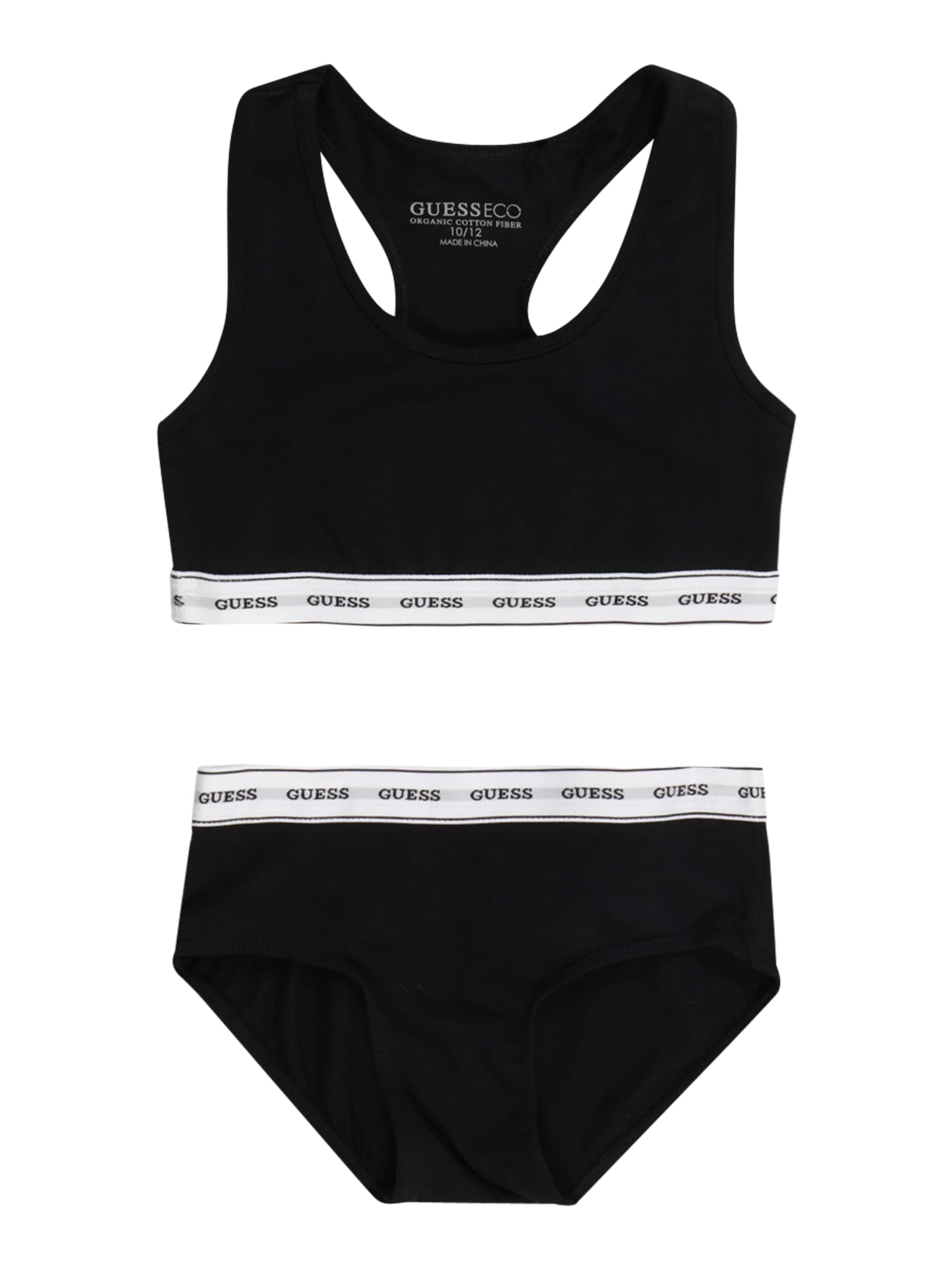 GUESS - Conjunto de ropa interior en negro: frente