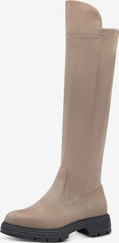Tamaris Overknee laarzen in Beige: voorkant