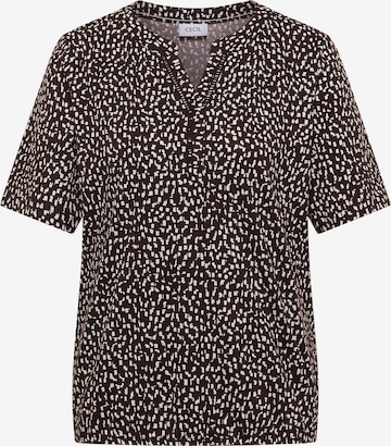 CECIL T-Shirt mit Split Neck und Print in Braun: Vorderseite