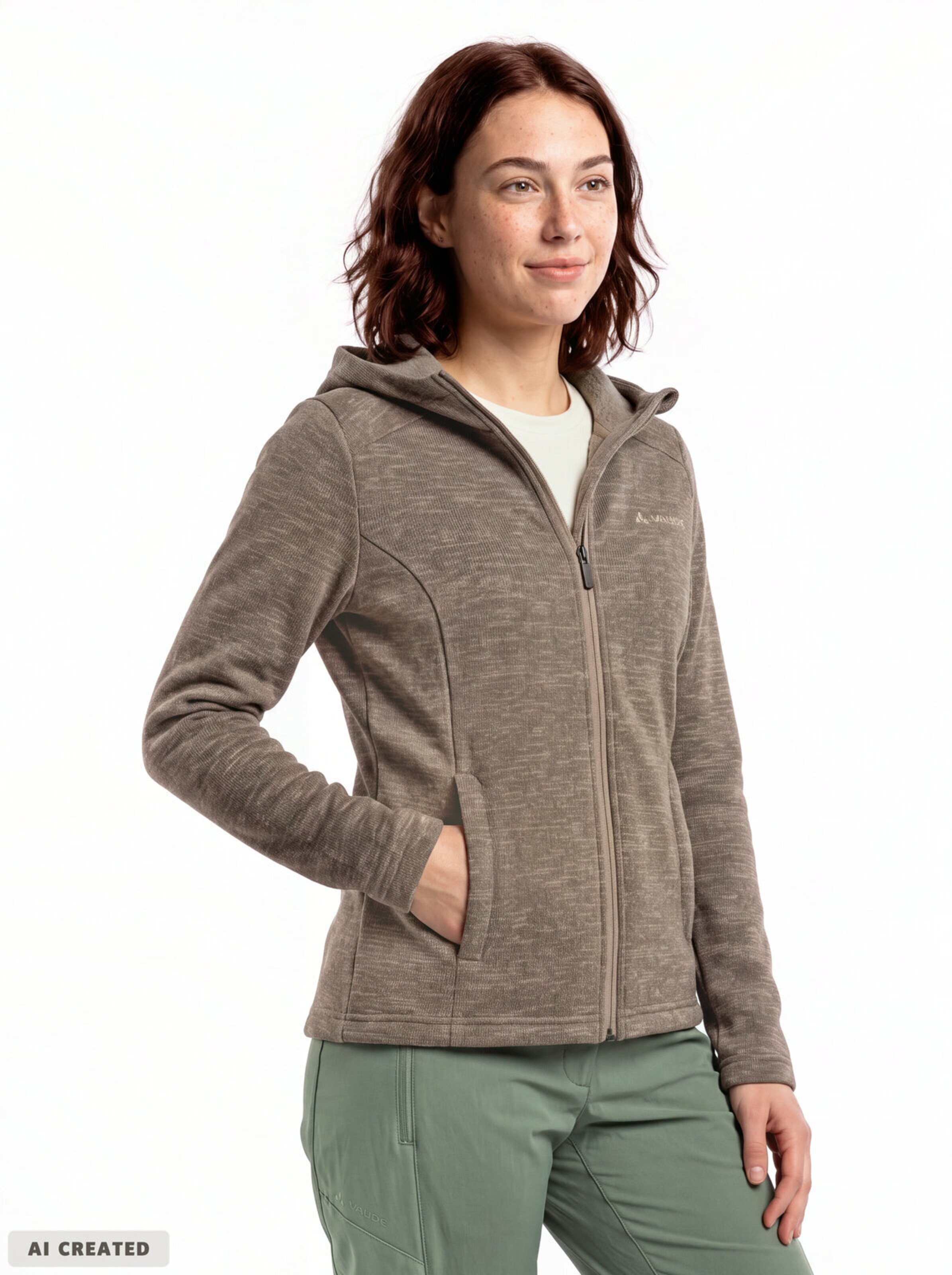 VAUDE Functionele fleece jas in Beige: voorkant