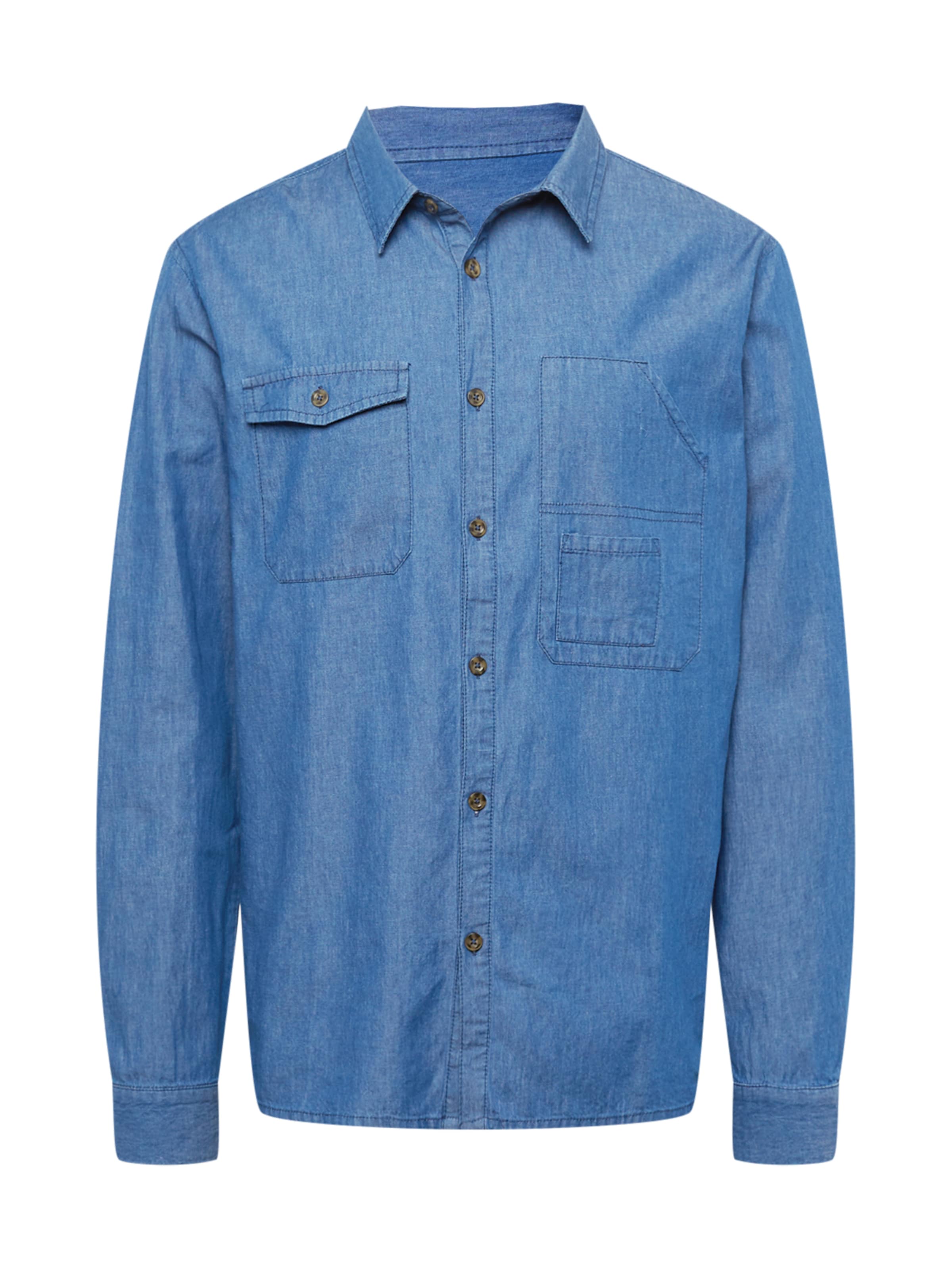 ABOUT YOU x Alvaro Soler Средняя посадка Рубашка 'Baran' в Синий: спереди