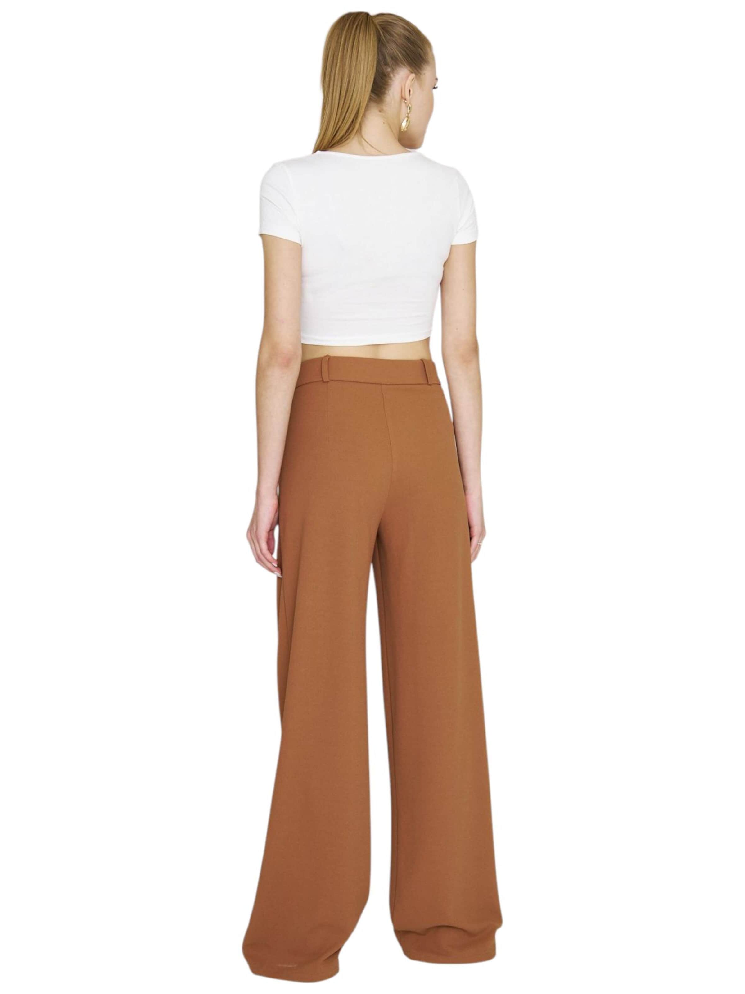 fashionshowcase Wide Leg Bukser med lægfolder 'Seyra' i brun