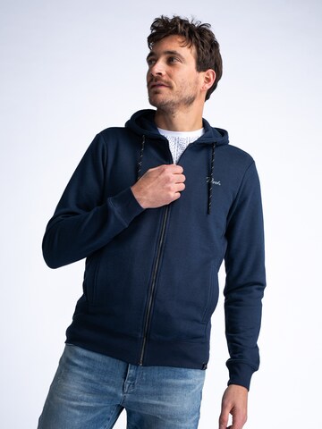 Petrol Industries Zip-Up Hoodie in Blue: front