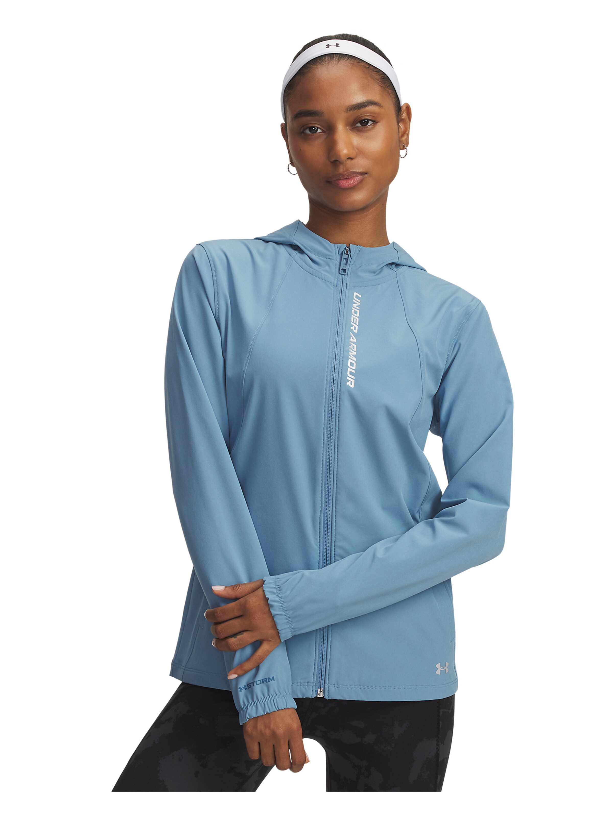 UNDER ARMOUR Athletic Jacket 'OutRun the STORM' in Blue: front