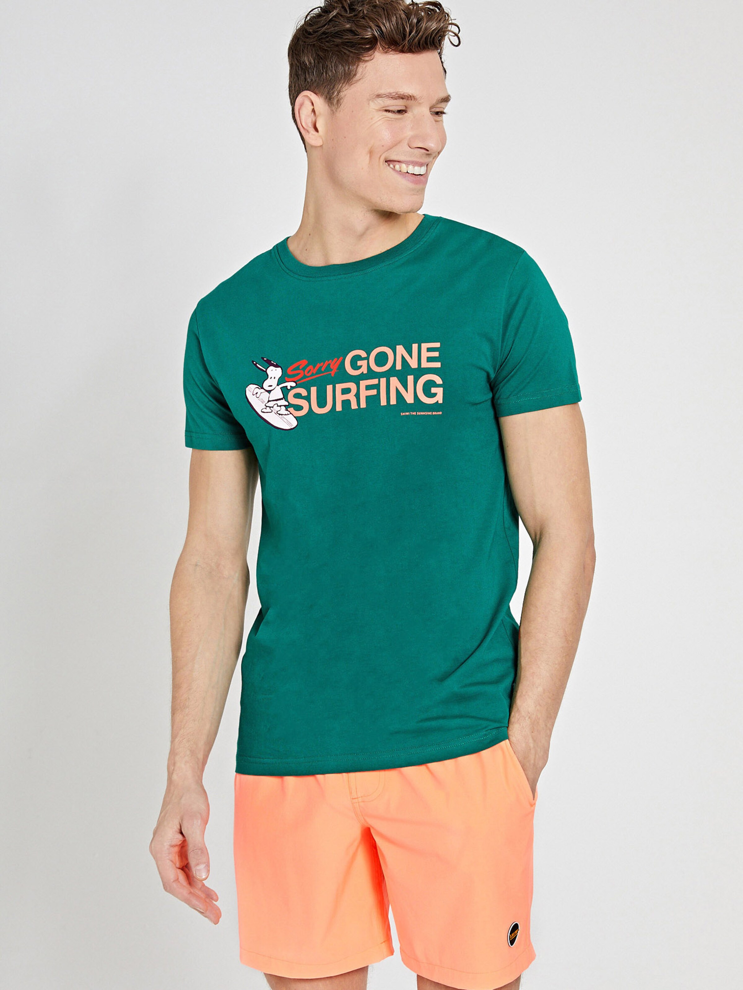 Männer Shirts Shiwi T-Shirt 'Snoopy Gone Surfing' in Grün - JP64636 Männer Shirts Shiwi T-Shirt 'Snoopy Gone Surfing' in Grün - JP64636