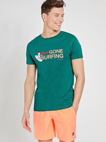 Shiwi Shirt 'Snoopy Gone Surfing' in Green: front