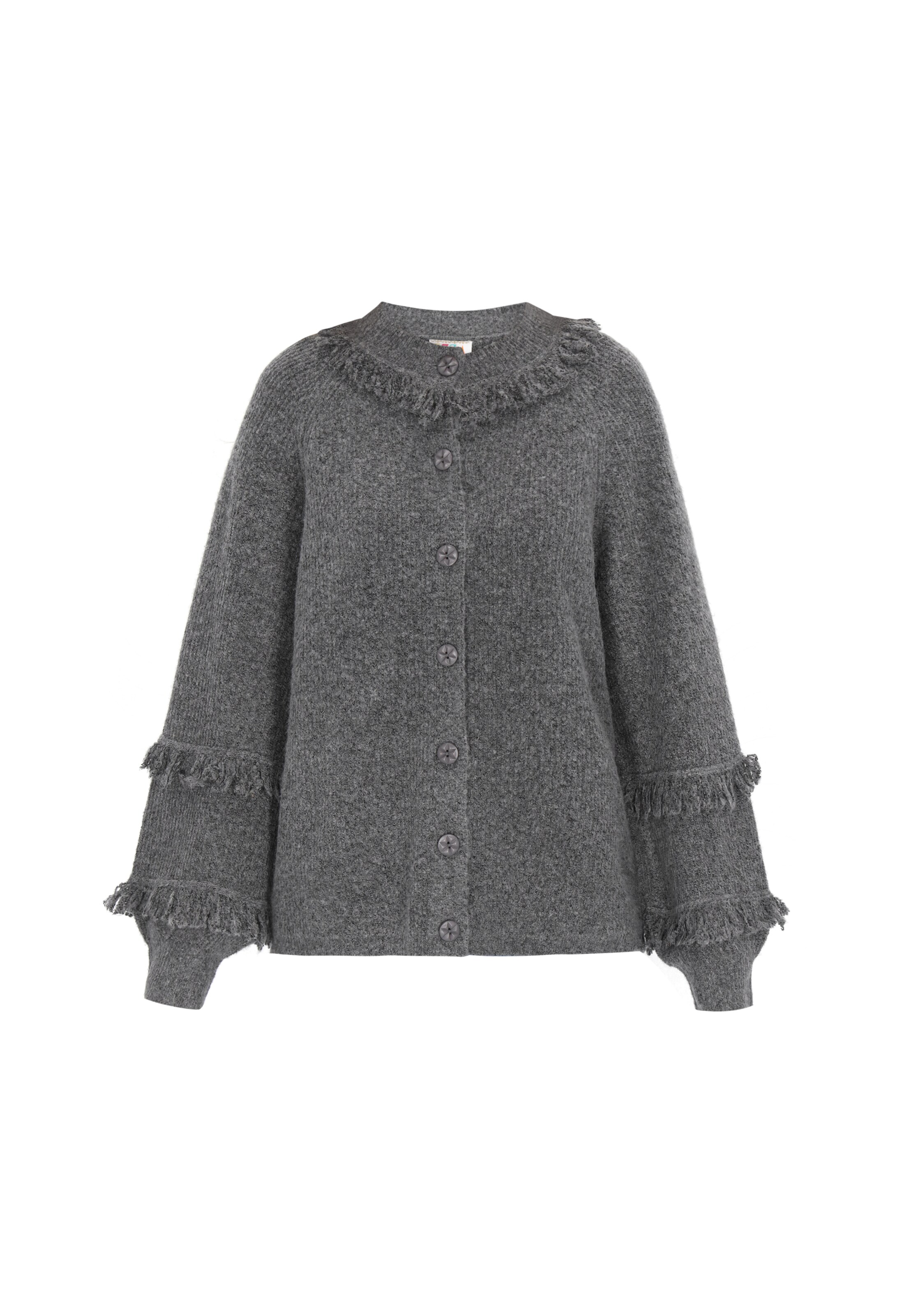 IZIA Πλεκτή ζακέτα σε γκρι: μπροστά