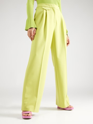 HUGO Red Wide leg Pleat-Front Pants 'Helepher' in Green: front