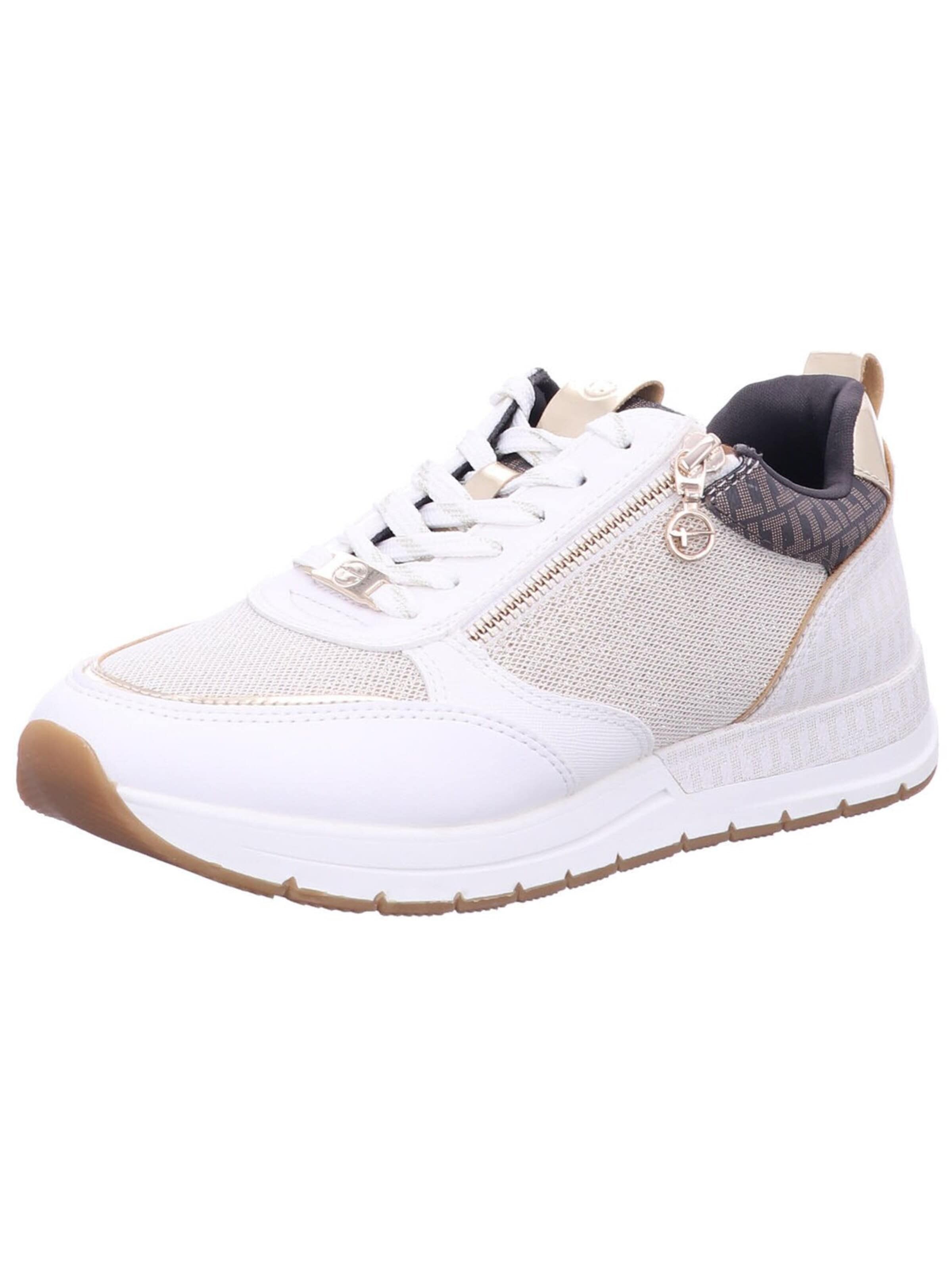Tamaris Sneakers 'Schnürschuh Damen 1-23732-41 4A0 Kunststoff (Synthetik) in beige' in Beige: front