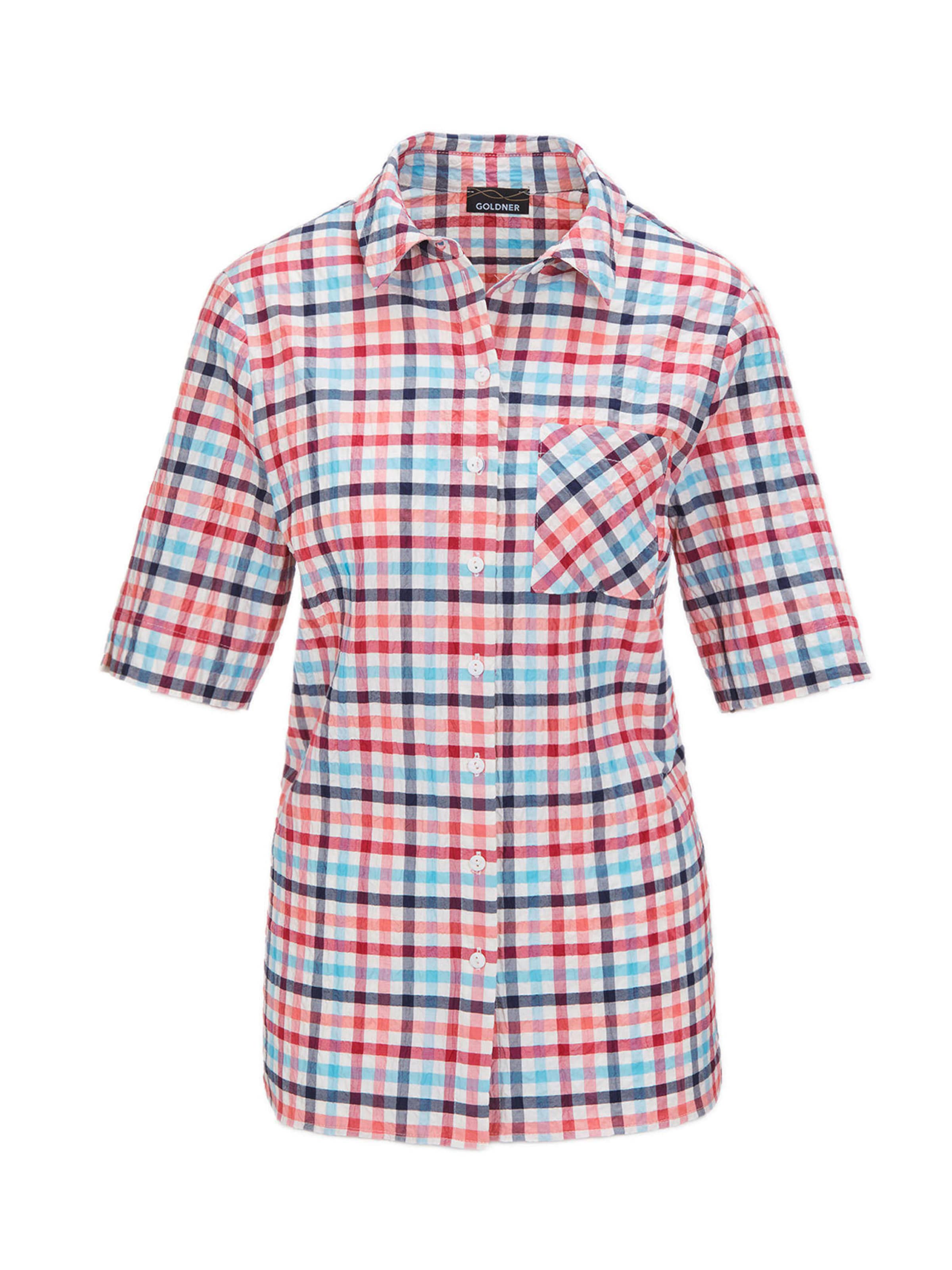 Goldner Bluse 'Seersucker' in Mischfarben: Vorderseite