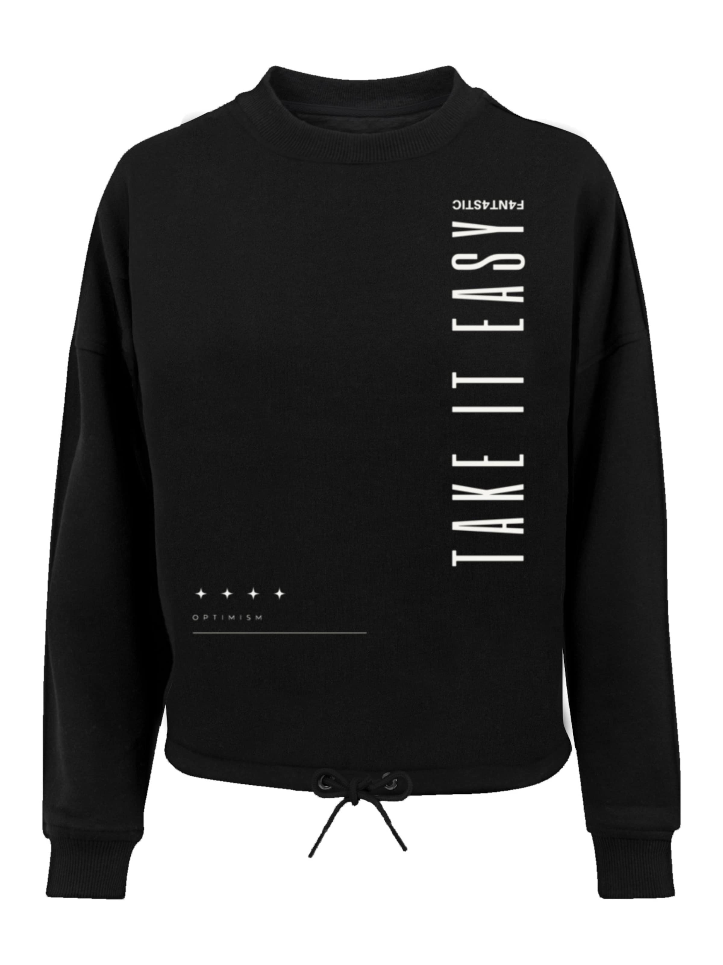 F4NT4STIC Sweatshirt 'Take It Easy' in schwarz / weiß, Produktansicht