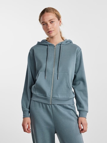 PIECES Zip-Up Hoodie 'Chilli' in Blue: front