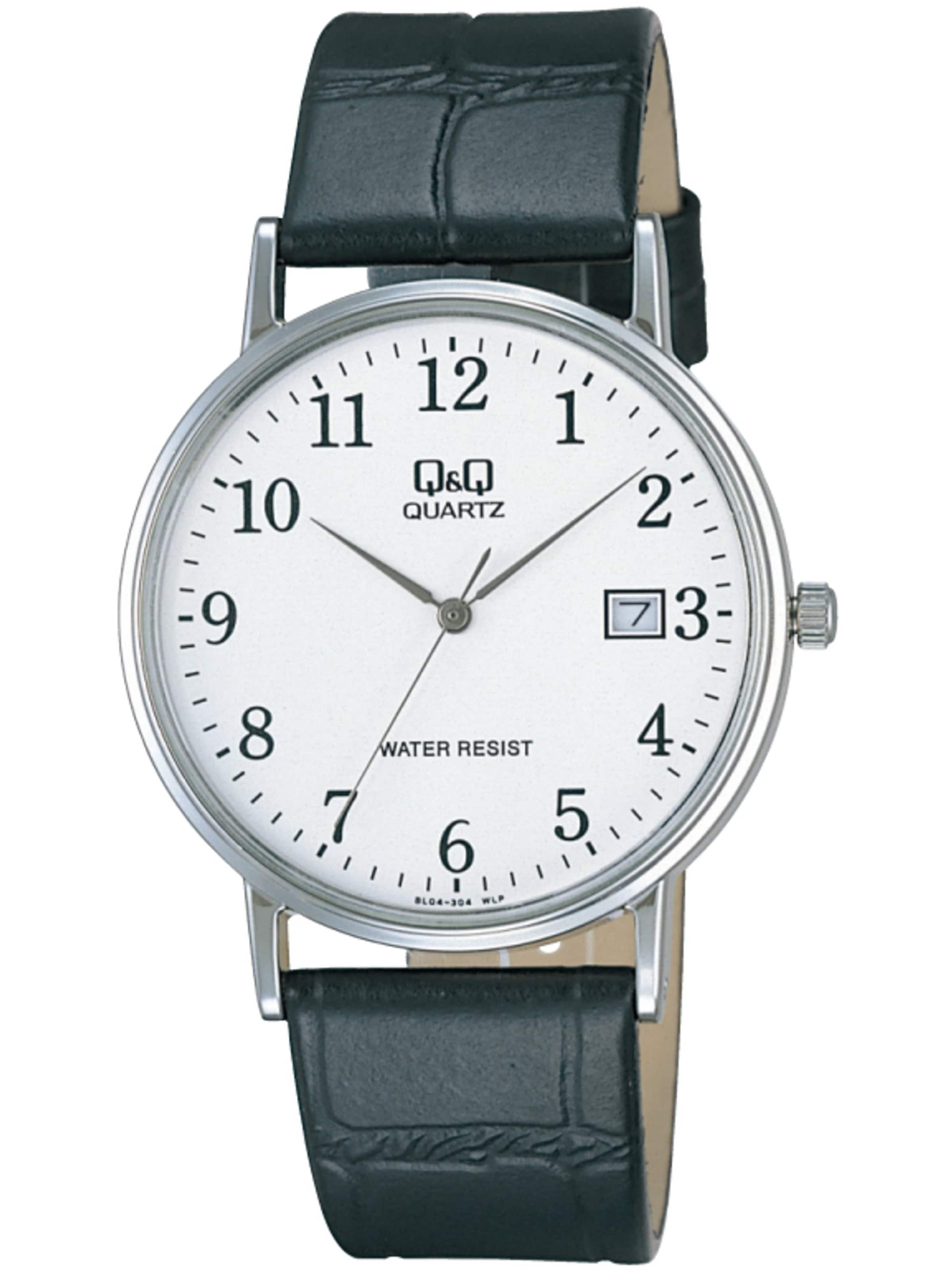 Q&Q Analoguhr in Schwarz: Vorderseite