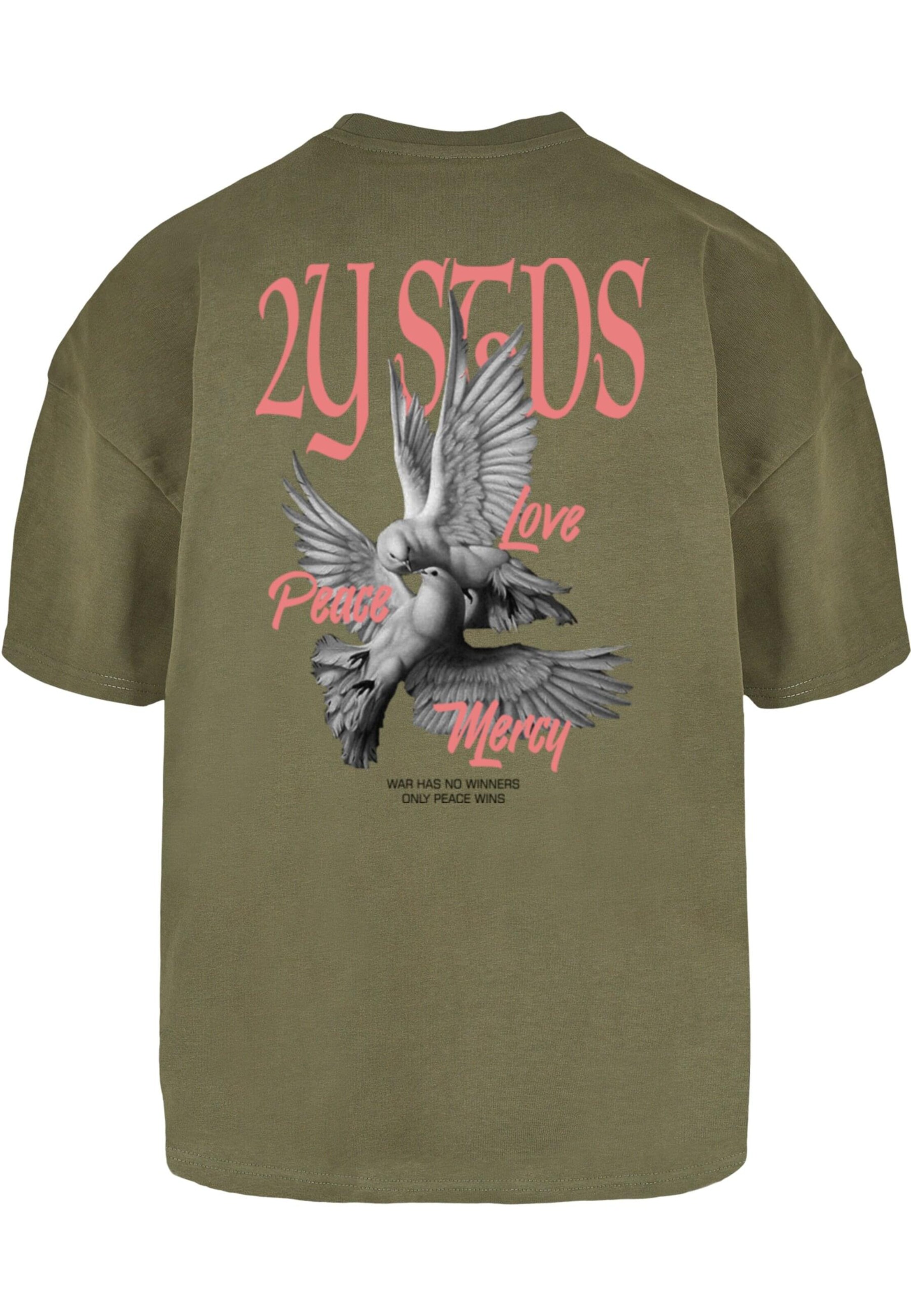 Maglietta 'Peace Love Mercy' di 2Y Studios in verde