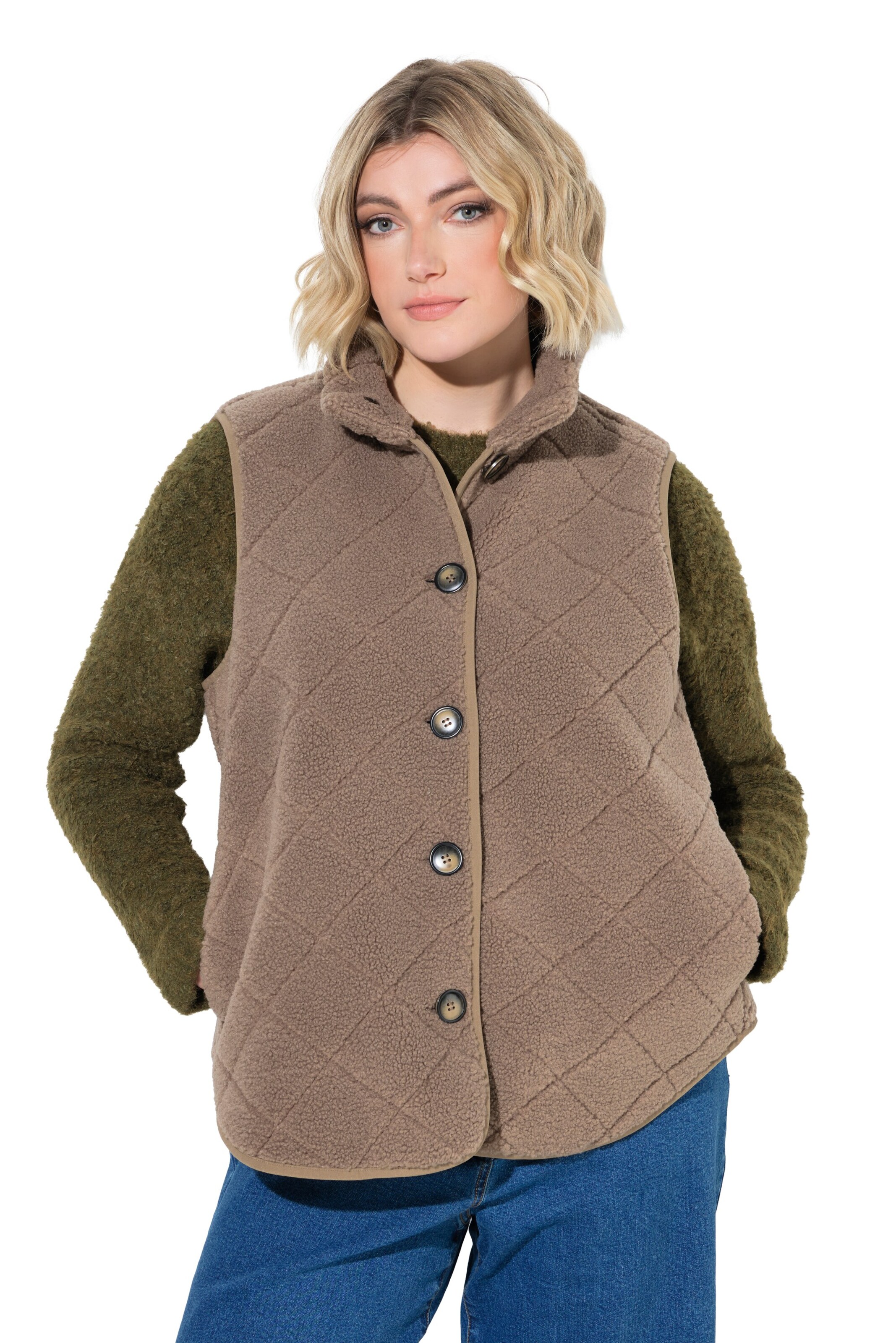 Ulla Popken Bodywarmer in Bruin: voorkant