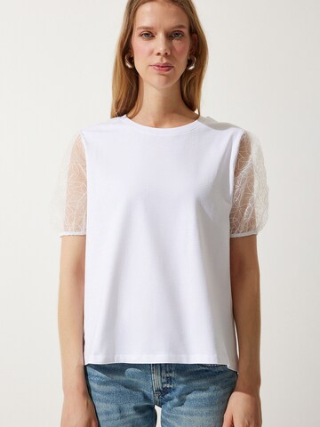 Happiness İstanbul Μπλουζάκι σε λευκό: μπροστά