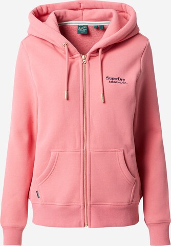 Veste de survêtement 'Essential' Superdry en rose : devant