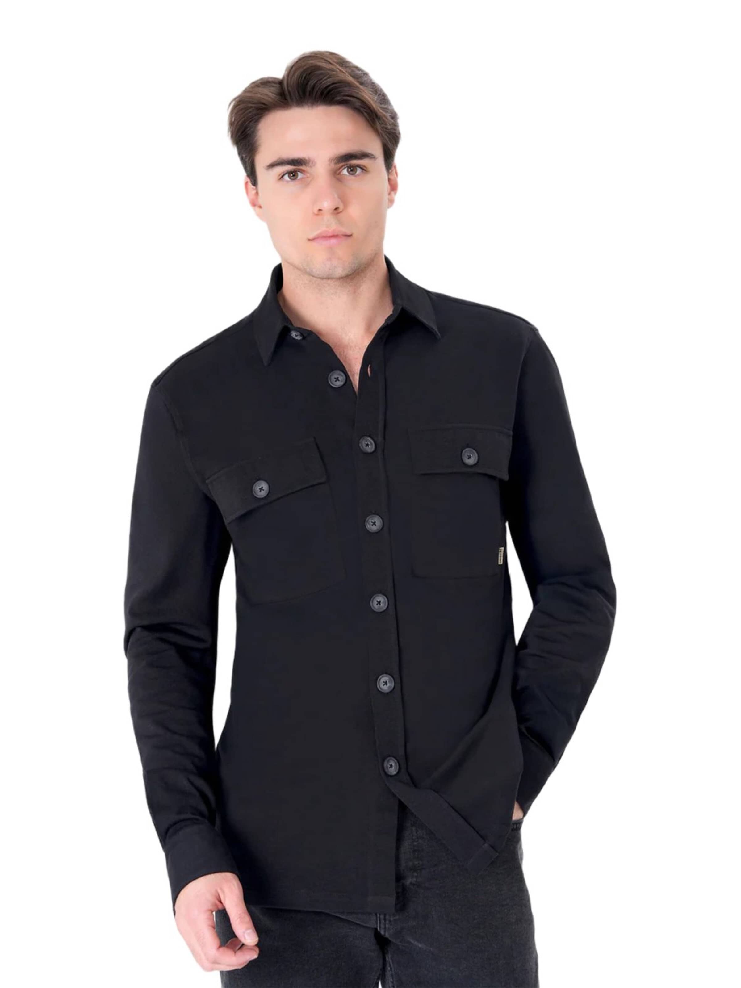 UNIQVIBE Regular fit Shirt in Zwart: voorkant