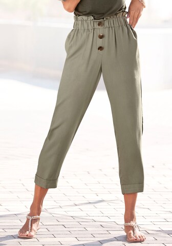LASCANA Tapered Pleat-front trousers in Grey: front