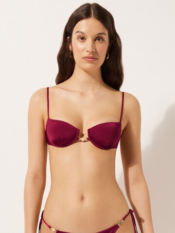 CALZEDONIA Balconette Bikini Top in Red: front