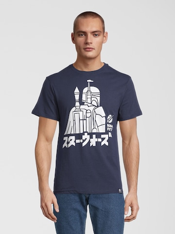 Recovered T-Shirt 'Star Wars Boba Fett Japanese' in Blau: predná strana