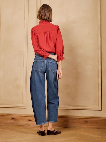 Barrel Jean love & roses en bleu