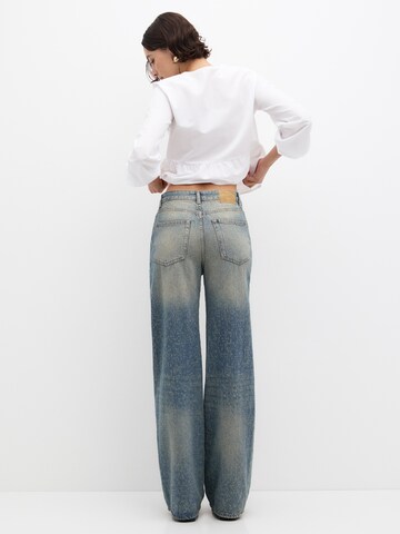 Pull&Bear Zvonové kalhoty Džíny – modrá