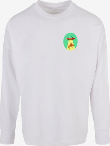 Mister Tee Shirt 'Ufo Pizza' in White: front