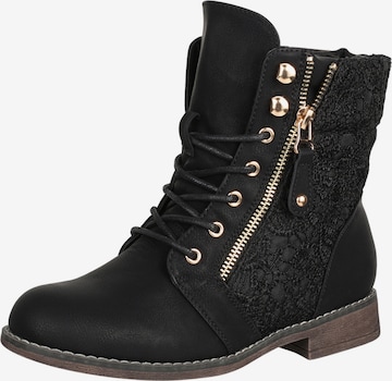 Elara Snørestøvletter i sort: forside