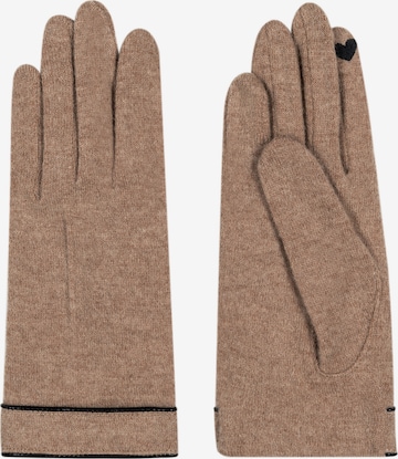 Gants 'LEATHER PIPING TOUCH' Roeckl en marron : devant