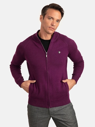 Jacey Quinn Knit cardigan in Purple: front