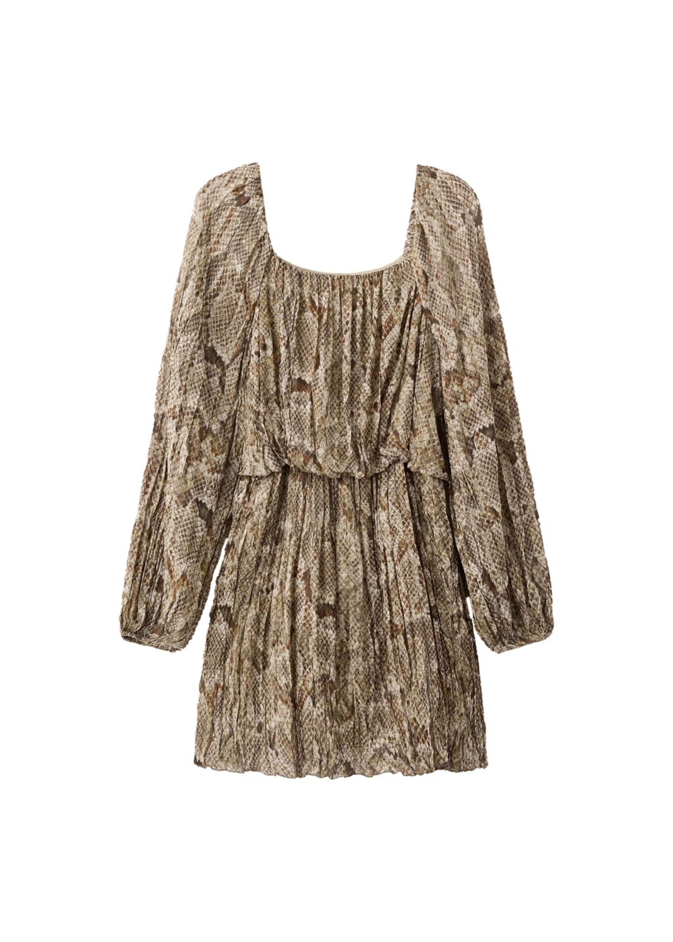MANGO Kleid 'Snake' in 36 in umbra / khaki / offwhite, Produktansicht