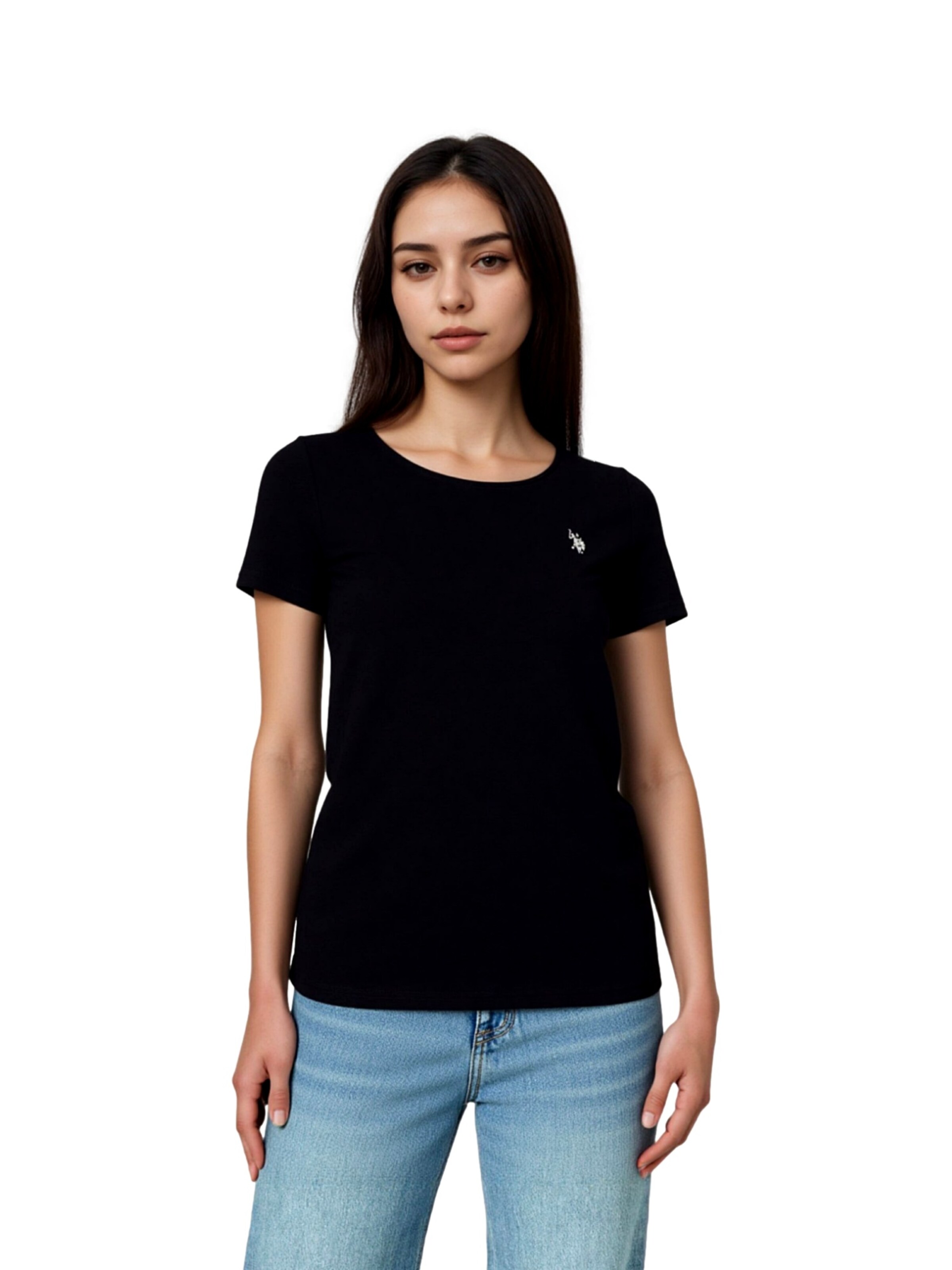 U.S. POLO ASSN. T-Shirt 'Rundhals' in Schwarz: Vorderseite
