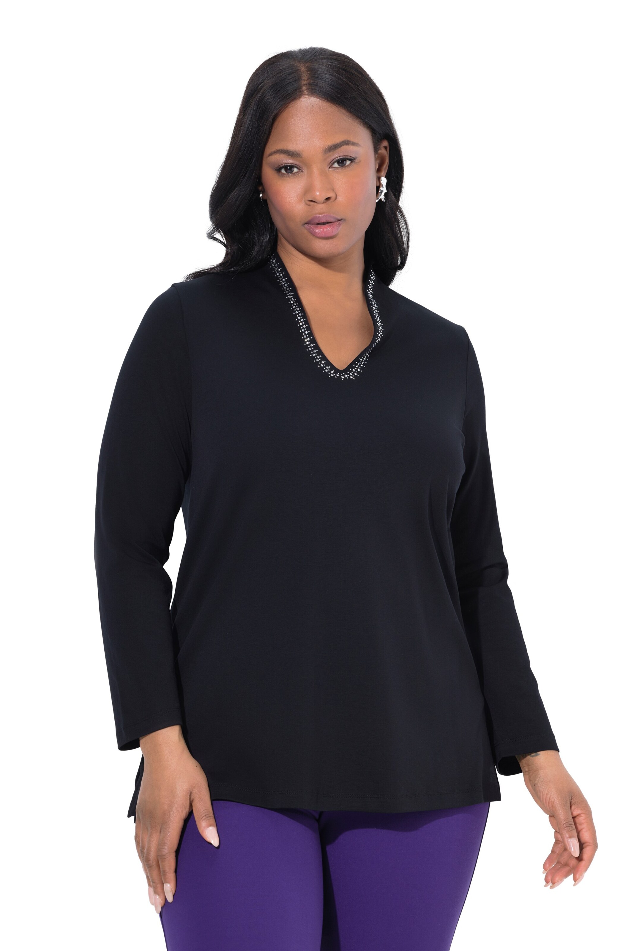 Ulla Popken Shirt in Zwart: voorkant