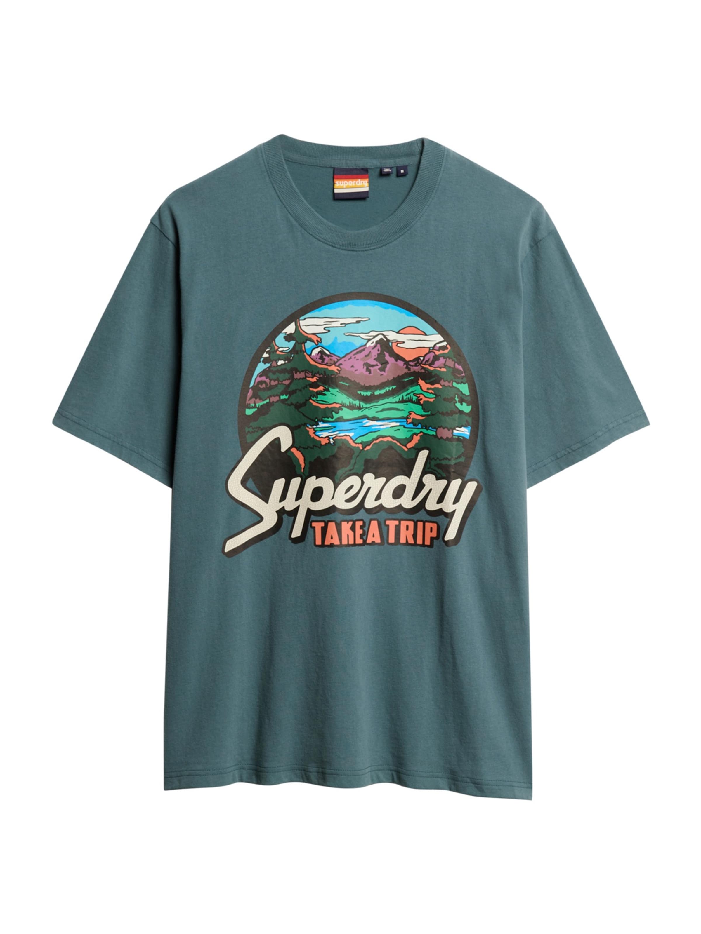 T-Shirt 'TRAVEL POSTCARD' Superdry & Co en bleu : devant