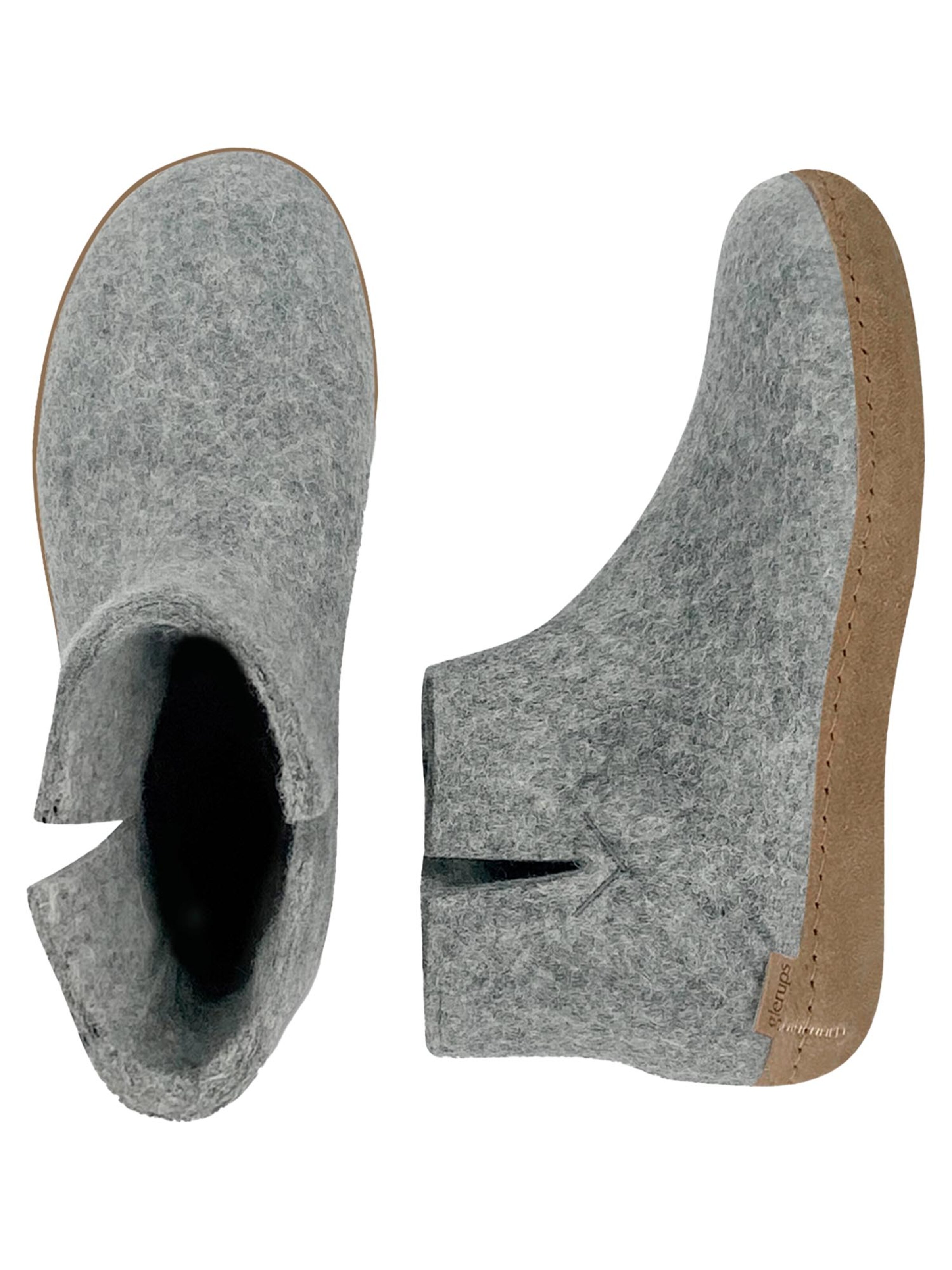 Glerups Slipper 'Ledersohle' in Grey