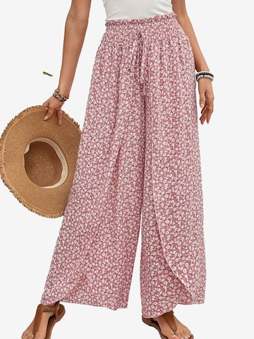 KoJooin Lużny krój Spodnie 'Damen Culotte Mit Floralem Muster, Elastischem Bund Und Seitlichem Schlitz Style Für Jeden Anlass' w kolorze różowy
