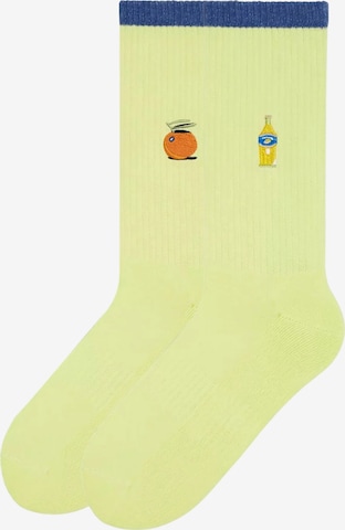 Von Jungfeld Socken 'Mix & Match Tennis mit Stickmotiven' in Gelb: Vorderseite