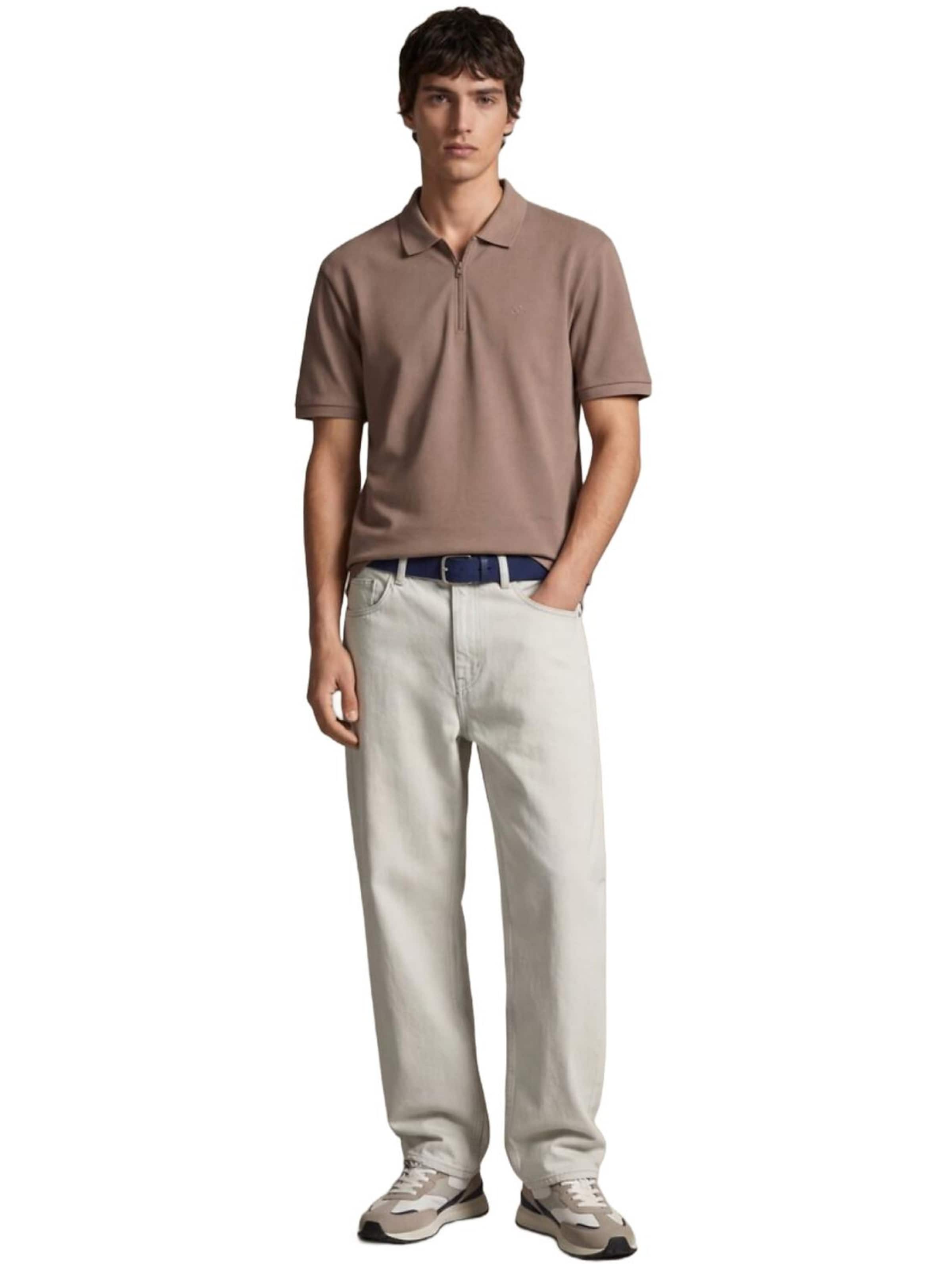 LTB Jeans - Camiseta 'LTB Jeans Herren-Polohemd aus Piqué mit Reißverschluss' en marrón: frente