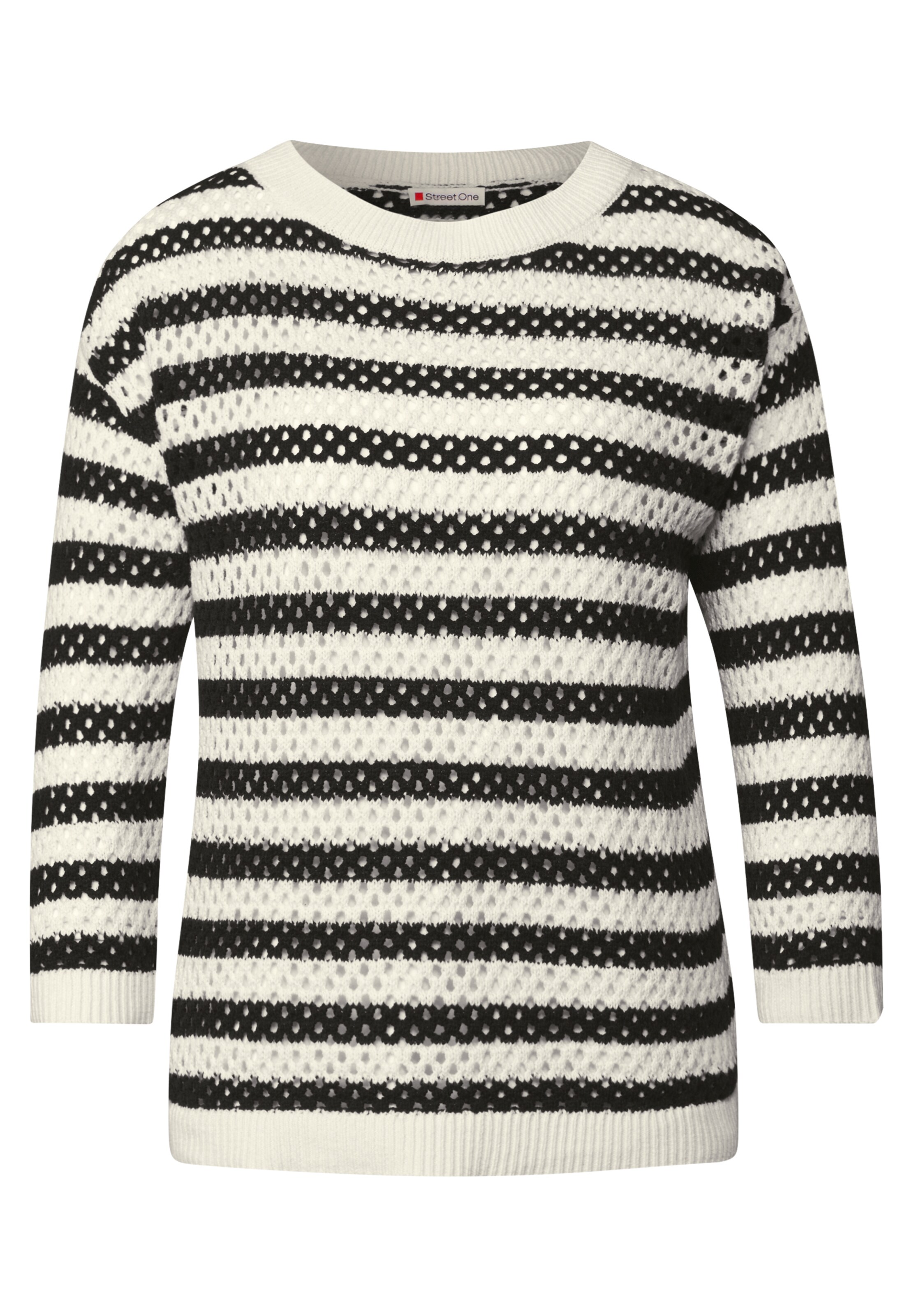 STREET ONE Pullover in creme / schwarz, Produktansicht
