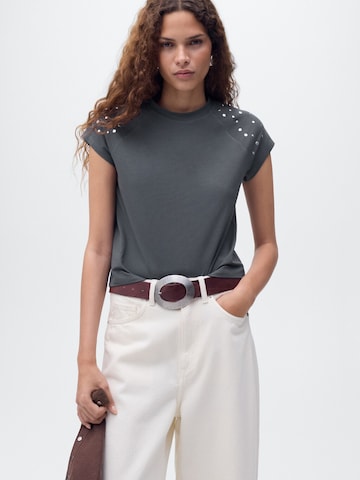 Tricou 'TACHI' de la MANGO pe gri: față