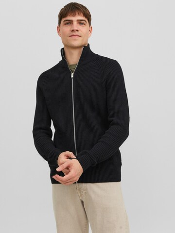 JACK & JONES Cardigan 'Pannel' i sort: forside