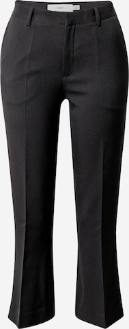 ICHI Regular Trousers with creases in Black: front