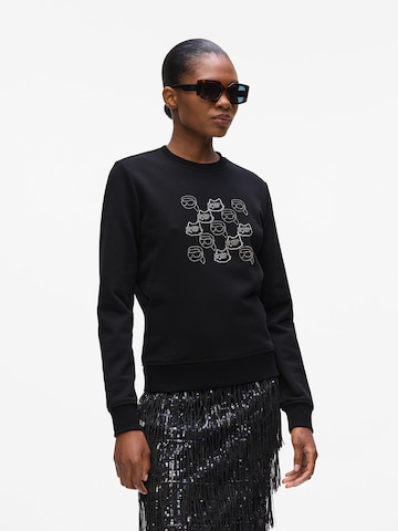 Bluză de molton de la Karl Lagerfeld pe negru: față