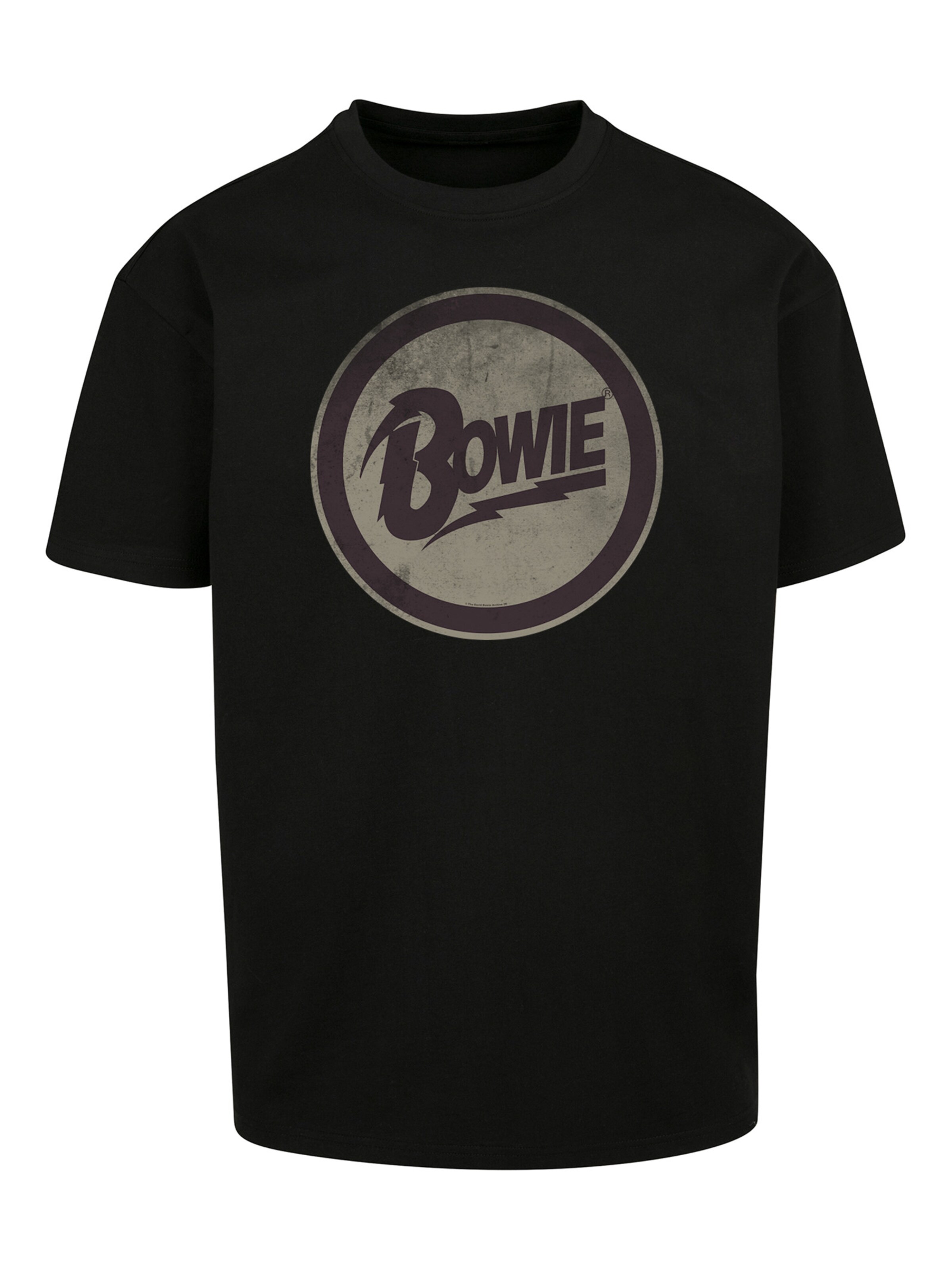 F4NT4STIC Shirt 'David Bowie Rock Music Band Circle Logo' in Zwart: voorkant
