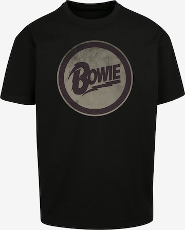F4NT4STIC Shirt 'David Bowie Rock Music Band Circle Logo' in Zwart: voorkant
