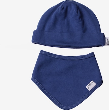 LILIPUT Baby-Mütze und Halstuch im 2er-Set in schlichtem Design in Blau: front