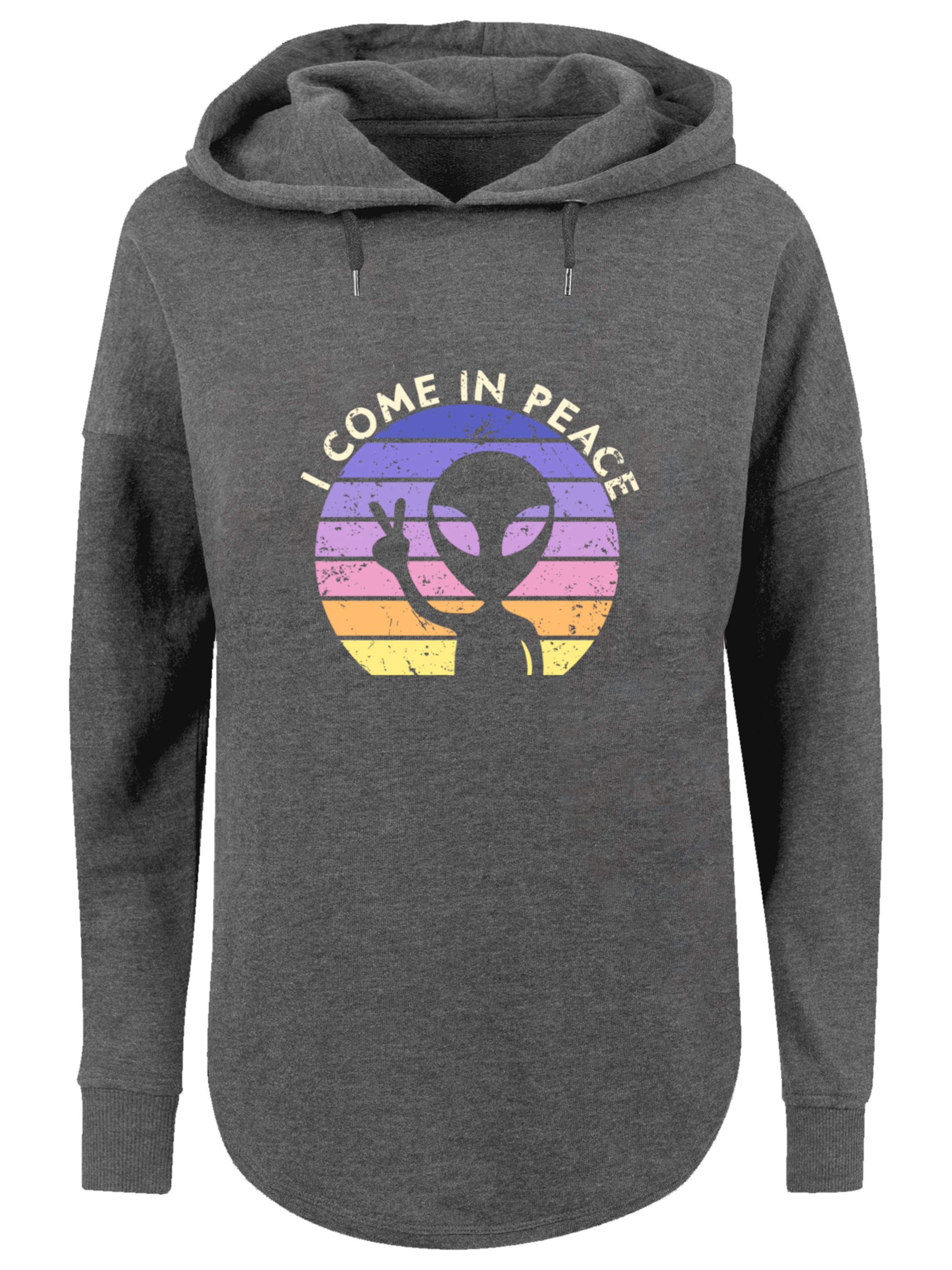 F4NT4STIC Sweatshirt 'Alien Peace Sunset' in Grau: Vorderseite